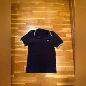Fred Perry Black Polo with White Twin Tipping